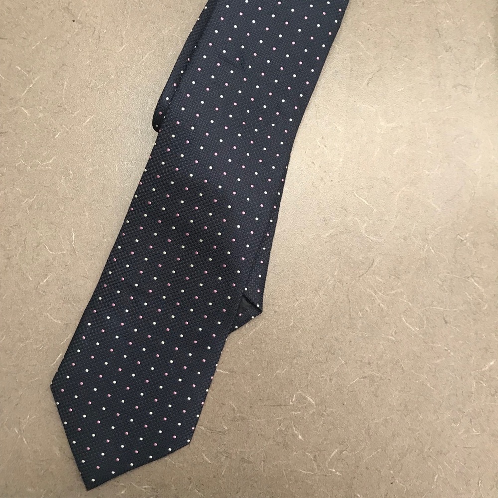 Clericci Men's Italian Polka Dot Tie Navy NWOT